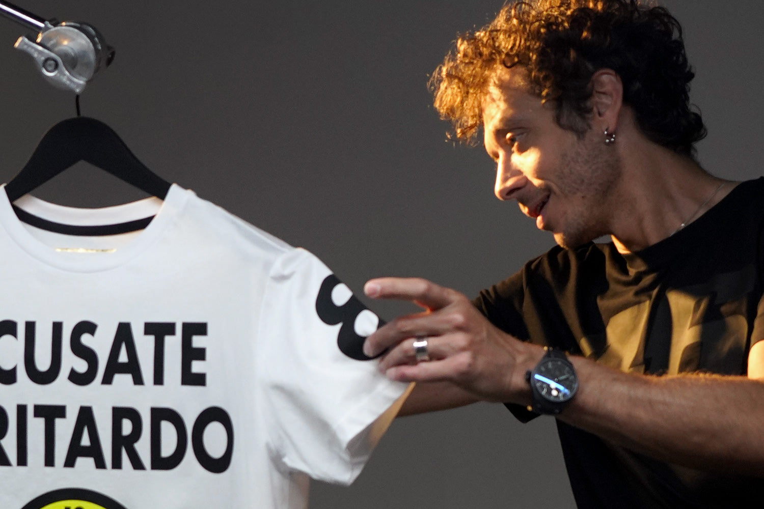 Canotta Uomo Valentino Rossi Con Numero 46 - Cotone E Poliestere, Giallo Fluoro - Foto 3