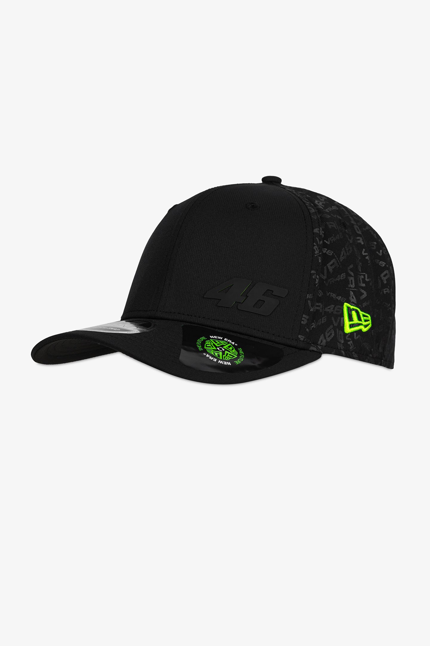 New Era VR46 9Fifty AOP Stretch Snap Cap, Zwart/Geel, S-M New Era VR46 9Fifty AOP Stretch Snap Cap, Zwart/Geel, S-M